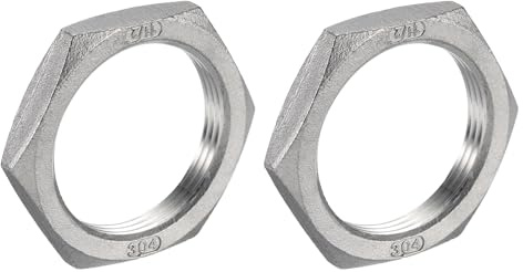 QUARKZMAN 2Stk Guss Rohr Fitting Sechskant Kontermutter 304 Edelstahl Sechskant Kontermutter 1 1/2 Innengewinde (DN40) für Festwasser Besen und Unterboden Reiniger