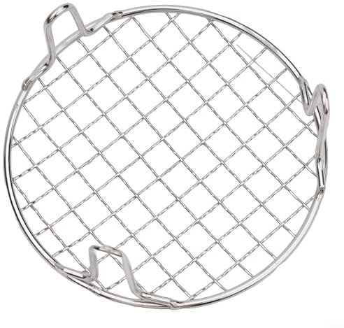 Rundes Grillrost, Edelstahl, rundes Grillnetz, Backblech, Grillgitter, mit Bein zum Backen, Kochen, Dämpfen, Grillen, perfekt für Outdoor-Grill und Picknicks (15 cm)