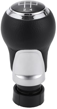 Partuto 5-Gang-Schaltknauf - Schaltknauf - für Audi A3 8P 2003-2013 Kunststoff Kunstleder Schwarz Chrom Silber - 1 Stk