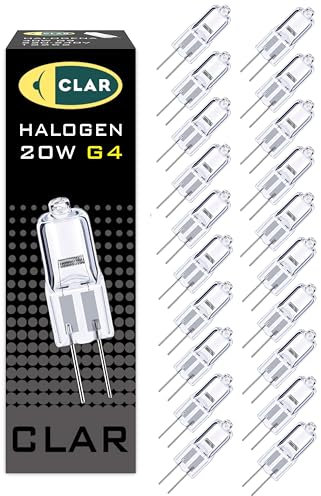 CLAR - Bombilla Halógena 2-PIN G4 20W 12V CL, Bombillas halógenas, Bombillas Halógenas, Foco 12V, Focos Halógenos, Bombillas 12V, Bombilla Halógena (Pack 10)