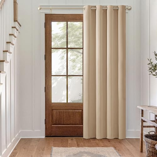 MIULEE Verdunklungsvorhänge Thermovorhang mit Ösen Blickdicht Beige 1 Stück | 140x185cm Blickdichter Thermostoff für Wohnzimmer und Schlafzimmer, hilft Licht, Hitze und Kälte zu reduzieren.