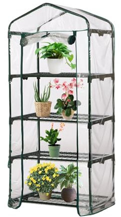 Serre Portable, Petite Serre pour l'extérieur - Serre Portable à 3/4 Niveaux avec Roues verrouillables,Tente de Culture, système de Jardinage intérieur, Serre extérieure pour Balcon d'hiver,