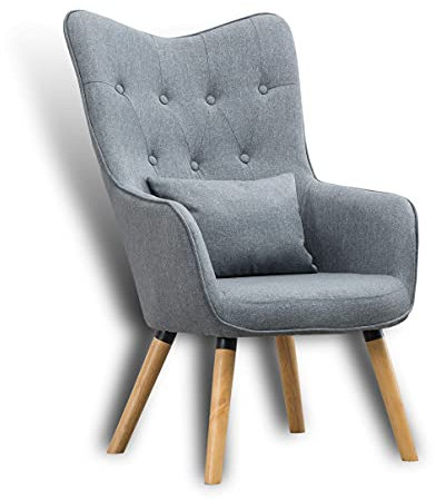 ESTEXO Fernsehsessel TV Sessel Lounge Relaxsessel Polstersessel Lesesessel Stoff Kissen Grau
