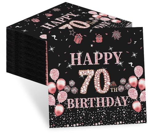60 Stück Servietten 70 Geburtstag Frau, Deko 70 Geburtstag Frau | 70. Geburtstag Frau Deko, Tischdeko 70 Geburtstag Frau, Geburtstag Servietten für Geburtstagsfeiern