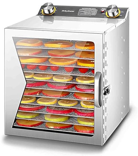 RIQHTIK Food Dehydrator, Commercial Freeze Dryer Fruit Vegetable Preserver Dried Machine with Control Buttons, 30-90℃ Temperature and 0-12H Time Control, for Home Commercial,12 Layer