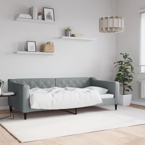 Fasba Tagesbett Sofa Gästebett Sofabett Bett Bettsofa Schlafsofa Lattenrost Ausziehbett Bettgestell Hellgrau 90x190 cm Stoff