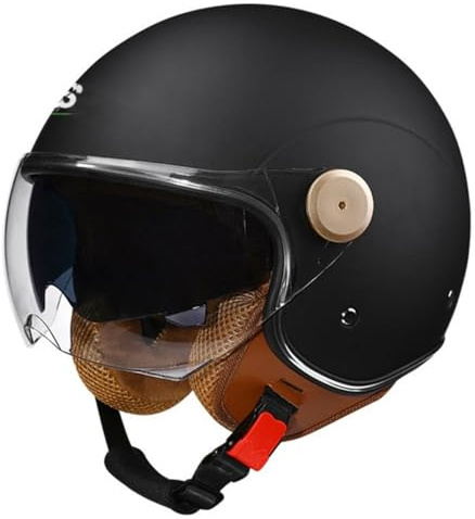 Casque Ouvert Moto 3/4 CNNGU, Demi-Casque Bluetooth Modulable Style Rétro Vintage, Approuvé Dot/ECE, Taille XL(61~62cm), Couleur B
