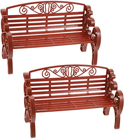 HOOTNEE 2-teiliges Bankmodell Dekorative Gartenbank-Figur Foto-Requisite Kleine Gartenbank-Dekoration Gartenmöbel Für Mikrolandschaften