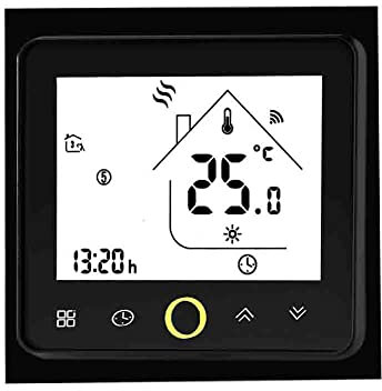YQVEOT Thermostat Intelligent WiFi Thermostat Distant protocole for Valve Non/NC, Chaudière de radiateur de Chauffage électrique avec contrôleur de température du Sol Chaud(WiFi Black,24V GC)