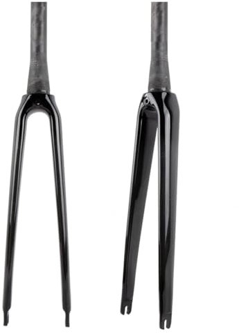 700C 3K Fibre De Carbone Vélo De Route Fourche Rigide 1-1/8'' Tube Droit/conique 28,6 Mm Fourche Avant Rigide Blocage Rapide 9 X 100 Mm Frein C Fourches Rigides Pour Vélo(Glossy Black,Tapered tube)