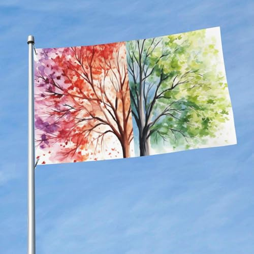 Bandiera da 0,5 x 1,5 m, con albero delle quattro stagioni, divertente bandiera per tutte le stagioni per tutte le stagioni, decorazione per dormitorio e feste all'aperto