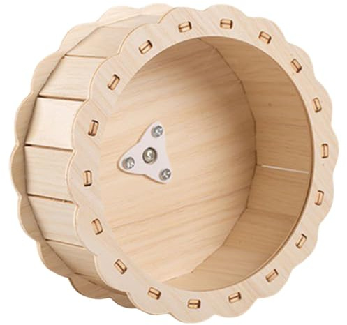 Supvox Hamsterrad Holzlaufrad 13cm Leises Laufrad für Kleintiere Wie Hamster Igel Eichhörnchen Geräuschloses Laufrad Haustierspielzeug