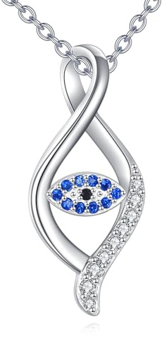 VONALA Collier mauvais œil en argent sterling 925 avec pendentif œil bleu porte-bonheur - Bijou mauvais œil - Cadeau pour femme, famille et amis