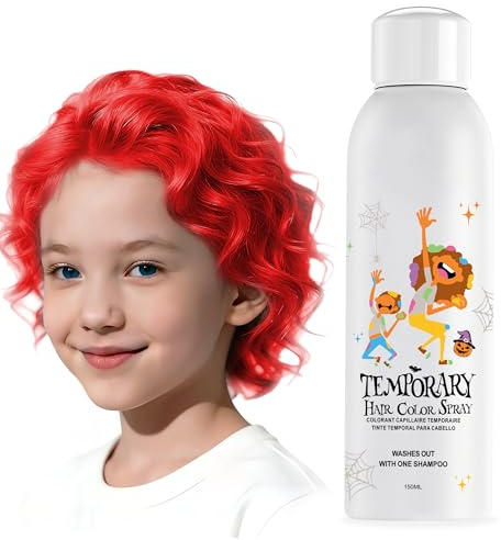 Rote Temporäre Haarfarbenspray - Sofortige & Auswaschbare Haarfarbe für Teens, Frauen, Männer - Für Halloween, Cosplay, Kostümparty, Weihnachten - 150ml