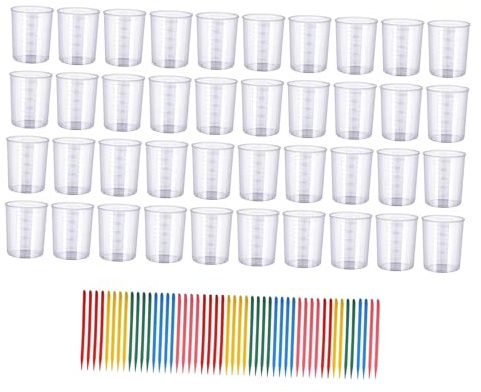 rockible Kit de tasses à mesurer époxy : tasses graduées et bâtonnets pointus avec échelle pour la cuisson de la peinture, Gobelets Mélangeurs