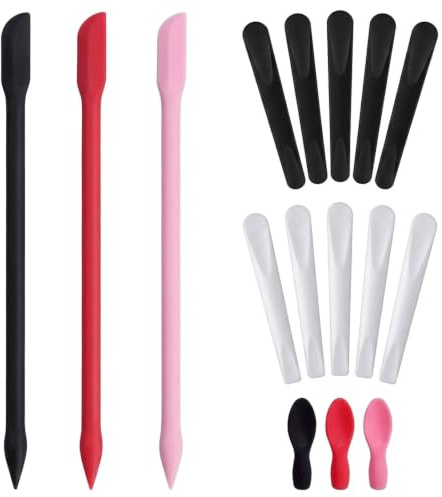 COZERI 16er Set Silikon Kosmetik Spatel, wiederverwendbare Make-up Löffel | für Cremes,Mit kleinen Löffeln & Restelöffel, ideal für Lotion, Creme & Maske, hygienisch & langlebig
