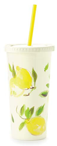 Kate Spade New York 175433 Insulated Tumbler, Lemon, Plastic, Bright Yellow