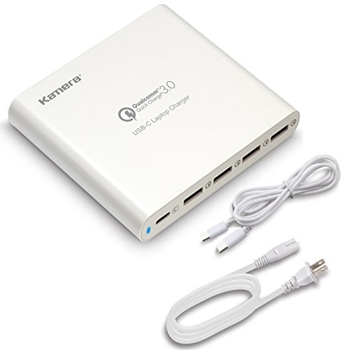 KAMERA Caricatore CA per laptop USB C, adattatore di alimentazione a 5 porte tipo C da 80 W per Apple MacBook Pro 2015/2016, HP Spectre, Chromebook, Plus 4 porte USB QC3.0 per Galaxy iPhone, iPad e