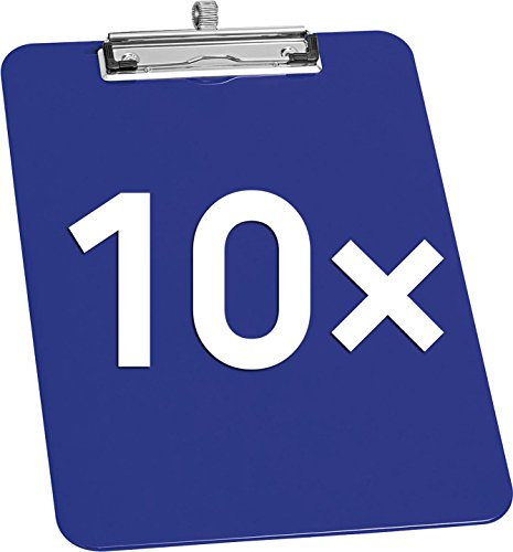 WEDO Klemmbrett A4, Kunststoff, mit Stabiler Metallklemme und Stiftehalter (blau / 10er Pack)