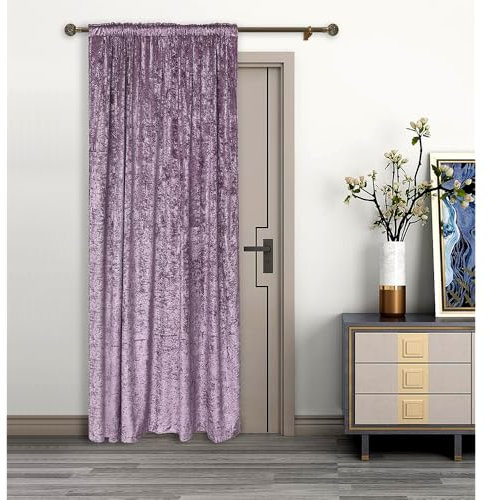umlout Thermal Door Curtain Rajpur Mauve Crush Velvet Winter - Saves Energy, Prevents Draughts Reduces Heat Loss