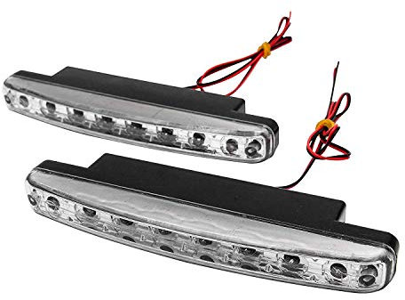 SANWAN Set di 2 luci di marcia diurna super luminose, 8 LED, colore: bianco