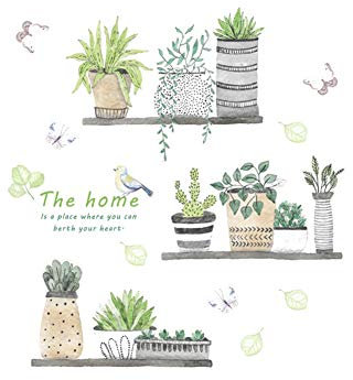 Creativas de la pared plantas verdes delicados Pegatinas de pared desmontable de la etiqueta autoadhesiva para la etiqueta engomada decoración del hogar