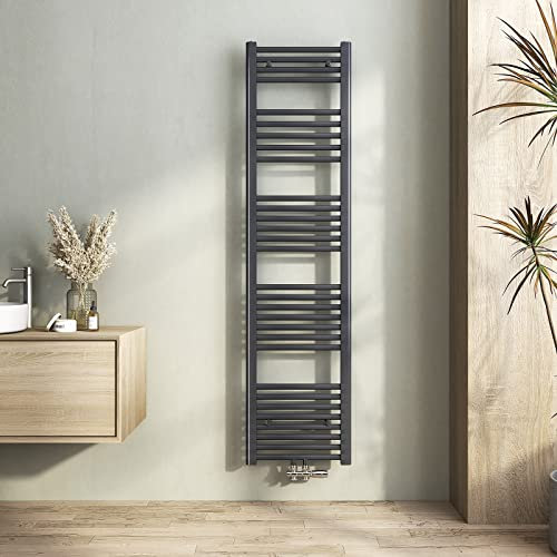Heilmetz® Anthrazit Badheizkörper 400 x 1600 mm Handtuchtrockner 547 Watt Leistung Heizkörper Bad Mittelanschluss Handtuchheizkörper
