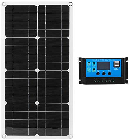 Panneau Solaire Avec Contrôleur PWM 12V/24V, Panneau Solaire en Silicium Monocristallin étanche IP65 Double USB 20w, Courant 10A/20A/30A en Option(30A)