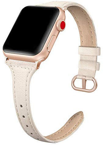 PARMPH Cinturino in pelle compatibile con iWatch da 38 mm, 40 mm, 41 mm, 42 mm (serie 10), sottile, elegante, cinturino in vera pelle, compatibile con iWatch Series 10, 9, 8, 7, 6, 5, 4, 3, 2, 1, SE,