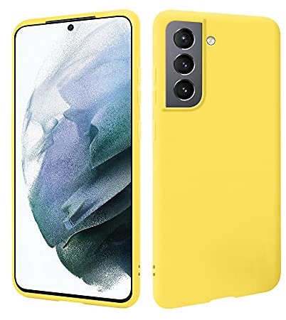 HSP Cover per Samsung Galaxy S21 FE 5G [repellente alla polvere] Custodia protettiva in silicone TPU premium | antigraffio antiurto Protezione della fotocamera | Vestibilità perfetta sottile | Giallo