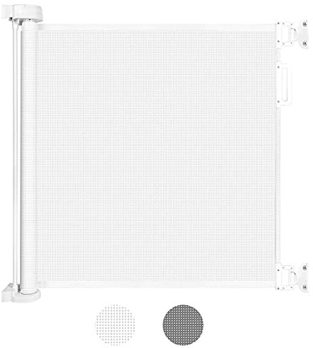 Looxii Retractable Stair Gate, Stair Safety Gate for Baby and Pet, Extends up to 55 Wide 33 Tall Dog Gate, Baby Gate for Stairs, Doorways, Hallways, Indoor and Outdoor 0-140 cm