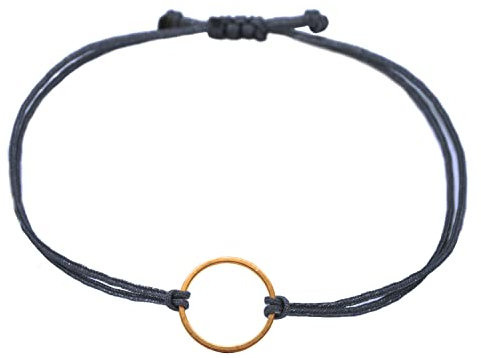 Selfmade Jewelry Armband Damen Roségold Kreis Handgemachtes Makramee-Armbändchen Größenverstellbar Inkl. Geschenk-Verpackung (Rosegold - Dunkelblau)