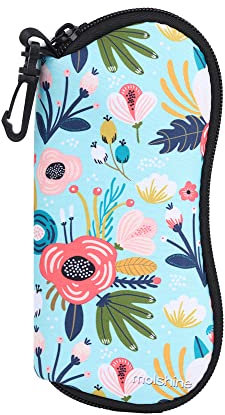 molshine Custodia Morbida per Occhiali da Sole,Custodia per Occhiali con Cerniera in Neoprene,Borsa per Occhiali Portatile con Gancio per Donna Uomo(Verde)