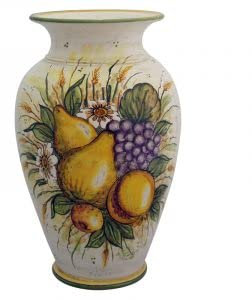 Italienische kunstvolle Keramik-Blumenvase. Maße: ø 31 cm. Hergestellt in Italien.