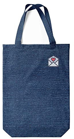 Green Fish Denim-Tragetasche, bedruckt, Einkaufstasche, maschinenwaschbar, faltbar, Handtasche aus Jeans mit Griffen, 22 x 26 cm