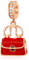 Red Enamel Women Handbag Pendant Charms, fit Pandora Valentines Bracelet/Necklace, Rose Gold I Love Shopping Bag Dangle Beads in 925 Sterling Silver, Gift for Daughter/Auntie