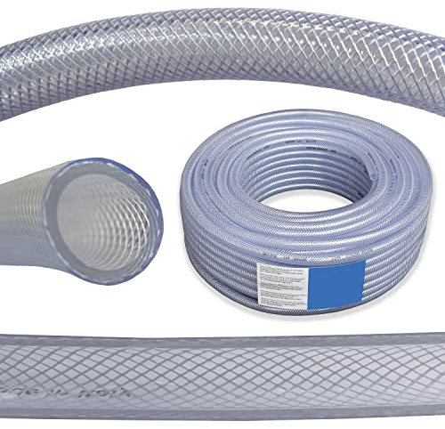 Clear PVC Braided Hose,Food Grade/Oil/Water/Fuel Reinforced Pipe,Tube 8mm Internal,11.2mm External (3m)…