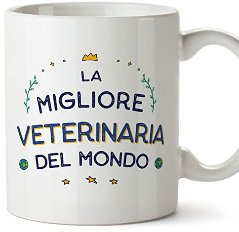 MUGFFINS Tazas para VETERINARIA mujer - En Italiano - Miglior del Mondo - 11 oz / 330 ml - Regalo original y divertido