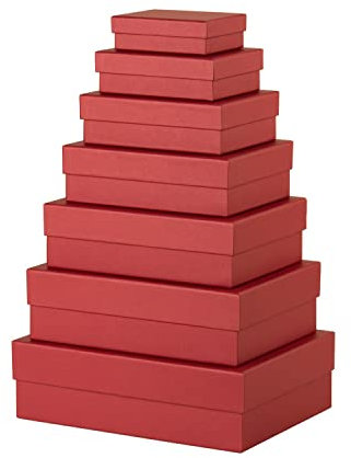 Rössler Papier 13411453530 - Boxline Geschenkbox mit Deckel, 7er Set Geschenkschachteln, Granat, Kartonagen rechteckig