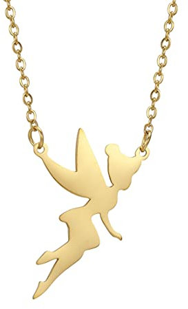 EUEAVAN Collier pendentif fée Pixie Angel Tinkerbell Princesse Wendy Exquisite Magical Dancer Ballet Choker Jewelry Fairy Tale Quote Girls