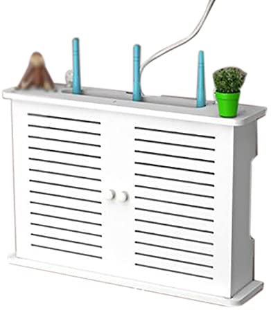 SuanQ Drahtlose Wifi Router Aufbewahrungsboxen Holzkiste Kabel Plus Drahthalterung Wandsteckbrett Lagerregal S