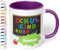 Geschenk zur Einschulung für Mädchen und Jungen: „Schulkind 2025“ - mit TAFEL-Motiv - personalisierte Tasse mit Namen für Erstklässler - kleines Geschenk für Schüler 1. Klasse, Violett