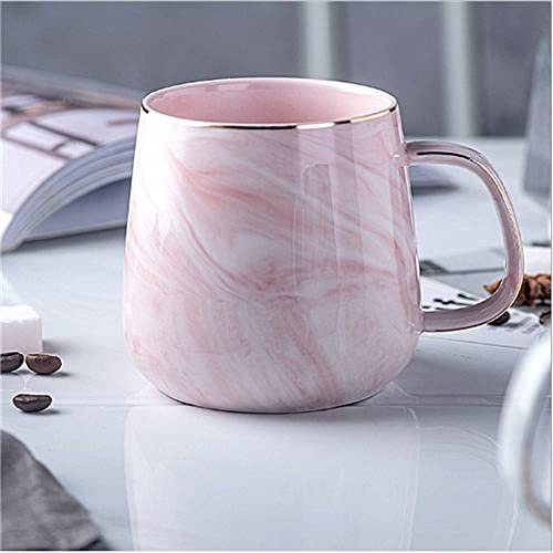 Marble Pink Coffee Mug Ceramic Tea Water Cup Lover's Gift Porcelain Mugs for Tea Breakfast Milk,Pink,400ml
