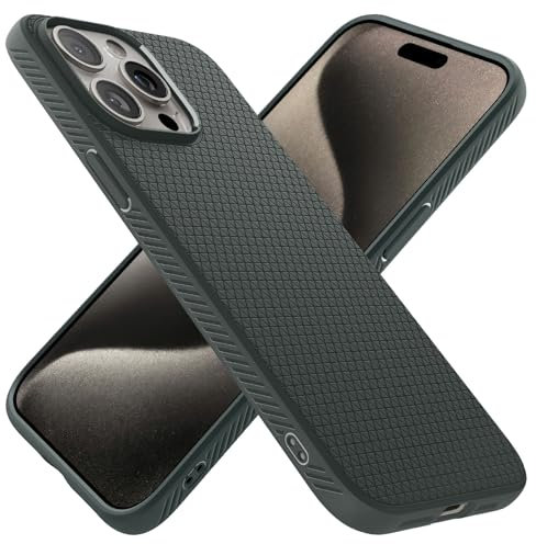 Spigen Hülle für iPhone 15 Pro Liquid Air Case Handyhülle Schutzhülle Cover Dünn Slim -Abyss Green
