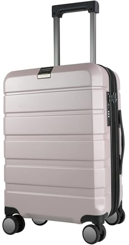 KROSER Handgepäck Koffer 55x40x20 - Leicht, Hartschale, Reisekoffer Trolley mit 4 Rädern & Integriertes TSA-Schloss, Robuster Trolley-Koffer mit USB-Anschluss, 20-Zoll-Handgepäck, Hellviolett