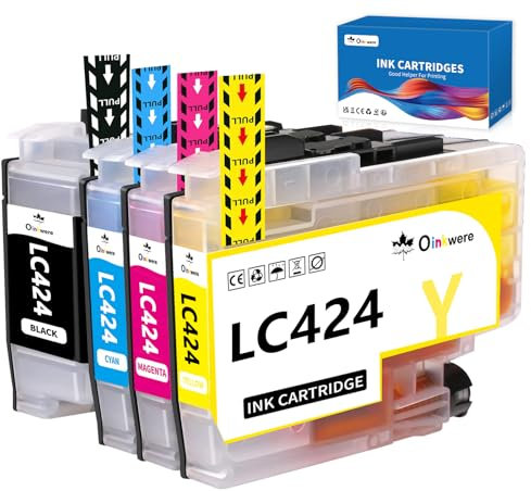 OINKWERE LC-424 LC424 Patronen Kompatibel für Brother LC424 Druckerpatronen Multipack LC-424VAL für Brother DCP-J1200W DCP-J1200WE Drucker (4er-Pack, LC424BK LC424C LC424M LC424Y)