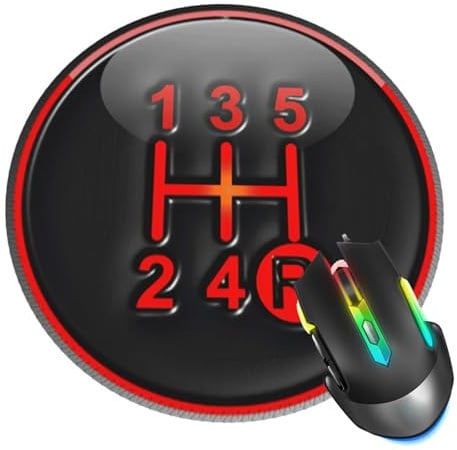 Race Car Mouse Pad, Gear Shifter 5 Speed Shift Mouse Pads for Desk, Stitched Edge Mousepad with Non-Slip Rubber Base, Gaming Mouse Mat for Computer Laptop Home Office