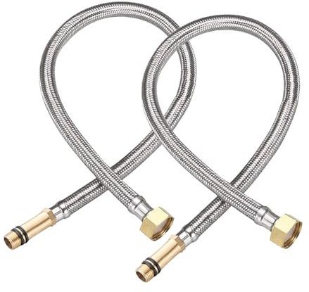 MAGIC SELECT 2x Latiguillo de Fontanería, Mangueras Flexibles de Acero Inoxidable, Manguera para Grifo con Extremos de Cobre Estándar G1/2 x 10 mm (macho) para Baño y Cocina. (60 cm largo)