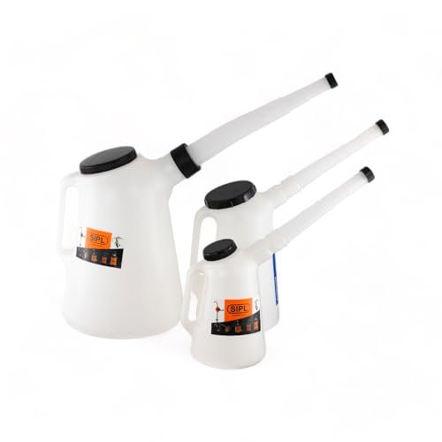Generic 3 Measuring Jugs with Flexi Spout & Lid for Fluid Fuel Oil Petrol Diesel 1L, 2L & 5L Set