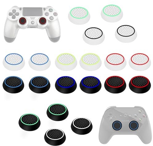 UKOFEW 20 Piezas Joystick Thumbstick Grips,Cubiertas de Agarre para Mando de Silicona,Joystick Accesorios de Protección para Xbox One Series X/S, PS5 Controlador Accesorios